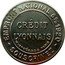 France 10 Centimes (Type 2a. Red Stamp with Blue Marked Text Background) CRÉDIT LYONNAIS "FYP" Bᵀᴱ-S.G.D.G. PARIS EMPRUNT NATIONAL 6% 1920 SOUSCRIVEZ coin reverse