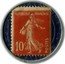 France 10 Centimes (Type 7a. Red Stamp with Blue Text Background) REPUBLIQUE FRANCAISE 10C POSTES coin obverse