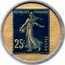 France 25 Centimes (Type 3. Blue Stamp with White Background) REPUBLIQUE FRANCAISE 25C POSTES coin obverse