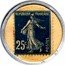 France 25 Centimes (Type 3. Blue Stamp with White Background. Red Circle) REPUBLIQUE FRANCAISE 25C POSTES coin obverse