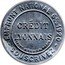 France 25 Centimes (Type 3. Blue Stamp with White Background. Red Circle) CRÉDIT LYONNAIS "FYP" Bᵀᴱ-S.G.D.G. PARIS EMPRUNT NATIONAL 6% 1920 SOUSCRIVEZ coin reverse