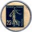 France 25 Centimes Type 4b. Blue Stamp with White Background 1920 REPUBLIQUE FRANCAISE 25 C POSTES coin obverse