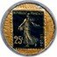 France 25 Centimes (Type 7a. Blue Stamp with White Background) REPUBLIQUE FRANCAISE 25C POSTES coin obverse