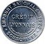 France 5 Centimes Type 2a. Green Stamp with Pink Marked Text Background 1920 CRÉDIT LYONNAIS FYP BTE-S.G.D.G. PARIS EMPRUNT NATIONAL 6% 1920 SOUSCRIVEZ coin reverse