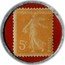 France 5 Centimes Type 3. Orange Stamp with Red Background 1920 REPUBLIQUE FRANCAISE 5C POSTES coin obverse