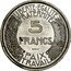 France 5 francs Essai by Delannoy 1933  KM# E66 LIBERTE EGALITE FRATERNITE 5 FRANCS ESSAI PAIX TRAVAIL coin reverse