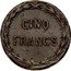 France 5 Francs Nice. Alpes-Maritimes. Circle of Europe 1917 ND CINQ FRANCS coin reverse
