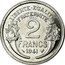 France 2 Francs (Essai by Morlon) LIBERTE EGALITE FRATERNITE 2 FRANCS 1941 coin reverse