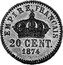 France 20 Centimes Napoleon IV 1874 X# E40 EMPIRE FRANÇAIS 20 CENT 1874 coin reverse