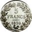 France 5 Francs Louis-Philippe I. Pattern of Caunois 1830  5 FRANCS 1830 coin reverse