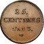 France 25 Centimes Essai. Dupre 1794 L'AN 3 25 CENTIMES L'AN 3 coin reverse
