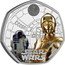 UK 50 Pence R2-D2 and C-3PO. Coloured 2023 Proof STAR WARS ©&™ LUCASFILM LTD. coin reverse