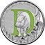 Australia 1 Dollar Alphabet Collection - Letter D (Green) 2015 D coin reverse