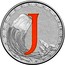 Australia 1 Dollar Alphabet Collection - Letter J (Orange) 2016  J coin reverse