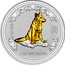 Australia 1 Dollar Year of the dog - German Shepard (Gilded) 2006  2 0 狗 0 6 1 OZ 999 SILVER coin reverse