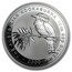 Australia 10 Dollars Kookaburra sitting on a tree branch with leaves 2000 THE AUSTRALIAN KOOKABURRA 10 OZ. 999 SILVER 2000 coin reverse