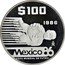 Mexico 100 Pesos FIFA World Cup. Goalkeeper 1986 Proof KM# 521 $100 1986 MO MÉXICO 86 COPA MUNDIAL DE FUTBOL coin reverse