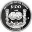 Mexico 100 Pesos Columnaria. Encounter of Two Worlds 1992 Proof KM# 540 ENCUENTRO DE DOS MUNDOS $100 1992 MO 1492 - 1992 coin reverse