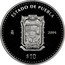 Mexico 10 Pesos State of Puebla 2004 Mo Proof KM# 737 ESTADO DE PUEBLA MO 2004 $10 coin reverse