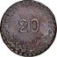 Mexico 20 Centavos Provisional Government Coinage. Oaxaca 1915 KM# 732 MONEDA PROVISIONAL 20 CENTAVOS coin reverse