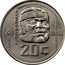 Mexico 20 Centavos Pattern 1980 Mo KM# Pn218 CULTURA OLMECA MO 1980 20 C coin reverse