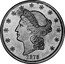 Mexico 20 Pesos (Non-Denominated Gaming Token) X# Tn12 1878 LIBERTY coin reverse