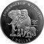 Cook Islands Dollar African bush elephant 1996 Proof KM# 311 ENDANGERED WILDLIFE 1 DOLLAR coin reverse