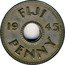 Fiji Penny George VI 1945 KM# 7 FIJI 19 40 PENNY coin reverse