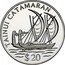 Cook Islands 20 Dollars Tainui Catamaran 1995 Proof KM# 235 TAINUI CATAMARAN $ 20 coin reverse