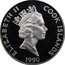 Cook Islands 50 Dollars American writer Samuel Clemens alias Mark Twain 1990 Proof KM# 139 ELIZABETH II COOK ISLANDS 1990 coin obverse