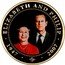 Cook Islands Dollar Diamond Wedding. Queen Elizabeth II in red and Prince Philip in suit 2007 Proof KM# 1445 ELIZABETH AND PHILIP 1947 EP 2007 coin reverse