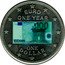Cook Islands One Dollar 100 Euro banknote 2003 KM# 466 EURO ONE YEAR ONE DOLLAR coin reverse