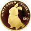 Cook Islands 10 Dollars Charles III Rabbit to right 2023  Proof 9999 GOLD 1/20TH OZ $10 coin reverse
