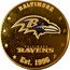 Fiji One Dollar (NFL. Baltimor Ravens. Gilded) BALTIMORE RAVENS EST. 1996 coin reverse