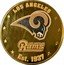 Fiji One Dollar (NFL. Los Angeles Rams. Gilded) LOS ANGELES RAMS EST. 1937 coin reverse