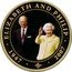 Cook Islands 1 Dollar Elizabeth in yellow suit.Philip in suit.Colored 2010 Proof 1947 2007 ELIZABETH AND PHILIP coin reverse
