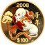Cook Islands 100 Dollars (Year of the Rat) 子年 .9999 2008 $100 coin reverse