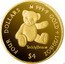 Cook Islands Four Dollars Elizabeth II. Teddy Bear theme 2012 FOUR DOLLARS 999 9 GOLD 1/30TH OZ $4 coin reverse