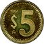 Mexico 5 Pesos (Circulation Coin Pattern) 1986 $5 MO coin reverse