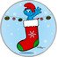 Niue Two Dollars Smurfs. Christmas Stocking 2023  BU © PEYO coin reverse