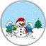 Niue Two Dollars Smurfs. Smurfs and Snowman 2023  BU © PEYO coin reverse