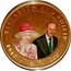 Cook Islands 1 Dollar Elizabeth II and Philip. Elizabeth in floral dress. Colored 2008 Proof 1947 2007 ELIZABETH AND PHILIP coin reverse