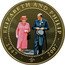 Cook Islands 1 Dollar Elizabeth II and Prince Philip. Elizabeth in pink coat. Philip in suit. 2008 Proof 1947 2007 ELIZABETH AND PHILIP coin reverse