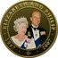 Cook Islands 1 Dollar Elizabeth in crown. Philip in suit. Both with ribbons 2009 Proof 1947 2007 ELIZABETH AND PHILIP coin reverse
