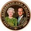 Cook Islands 1 Dollar Elizabeth in green dress. Philip in suit. Colored 2007 Proof 1947 2007 ELIZABETH AND PHILIP coin reverse