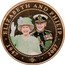 Cook Islands 1 Dollar Elizabeth in green suit hat with flower. Philip in Military uniform. Colored 2007 Proof 1947 2007 ELIZABETH AND PHILIP coin reverse