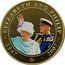 Cook Islands 1 Dollar Elizabeth in white hat. Philip in military uniform. Coloured 2009 Proof 1947 2007 ELIZABETH AND PHILIP coin reverse