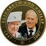Cook Islands 1 Dollar Elizabeth in white hat. Philip without Hat. Colored 2008 Proof 1947 2007 ELIZABETH AND PHILIP coin reverse