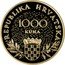 Croatia 1000 Kuna 5th Anniversary of Independence 1995 Proof KM# 34 REPUBLIKA HRVATSKA 1000 KUNA coin obverse