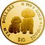 Cook Islands 10 Dollars Dogs 2018 TEN DOLLARS 999.9 GOLD † 1/10TH OZ $10 coin reverse